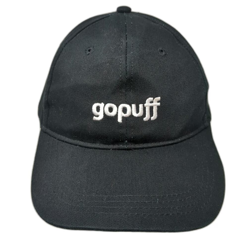 Gopuff Baseball Cap Black White One Size Slideback Embroidered Logo 6 Panel hat